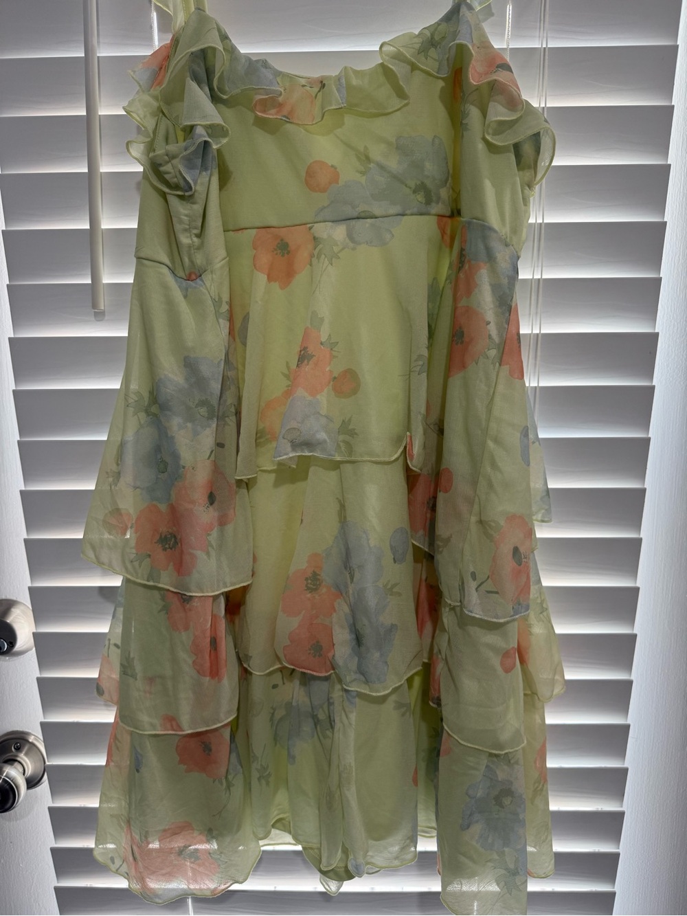 wild fable pastel green floral ruffle-tiered mini dress - Picture 4 of 4
